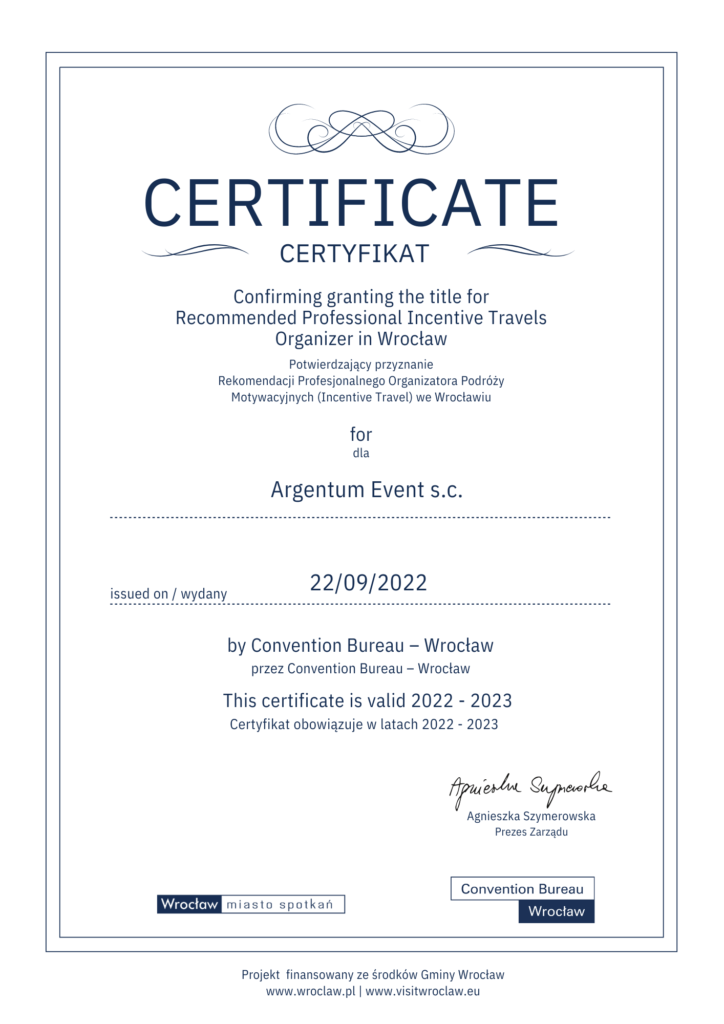 certyfikat PCO, incentive travel