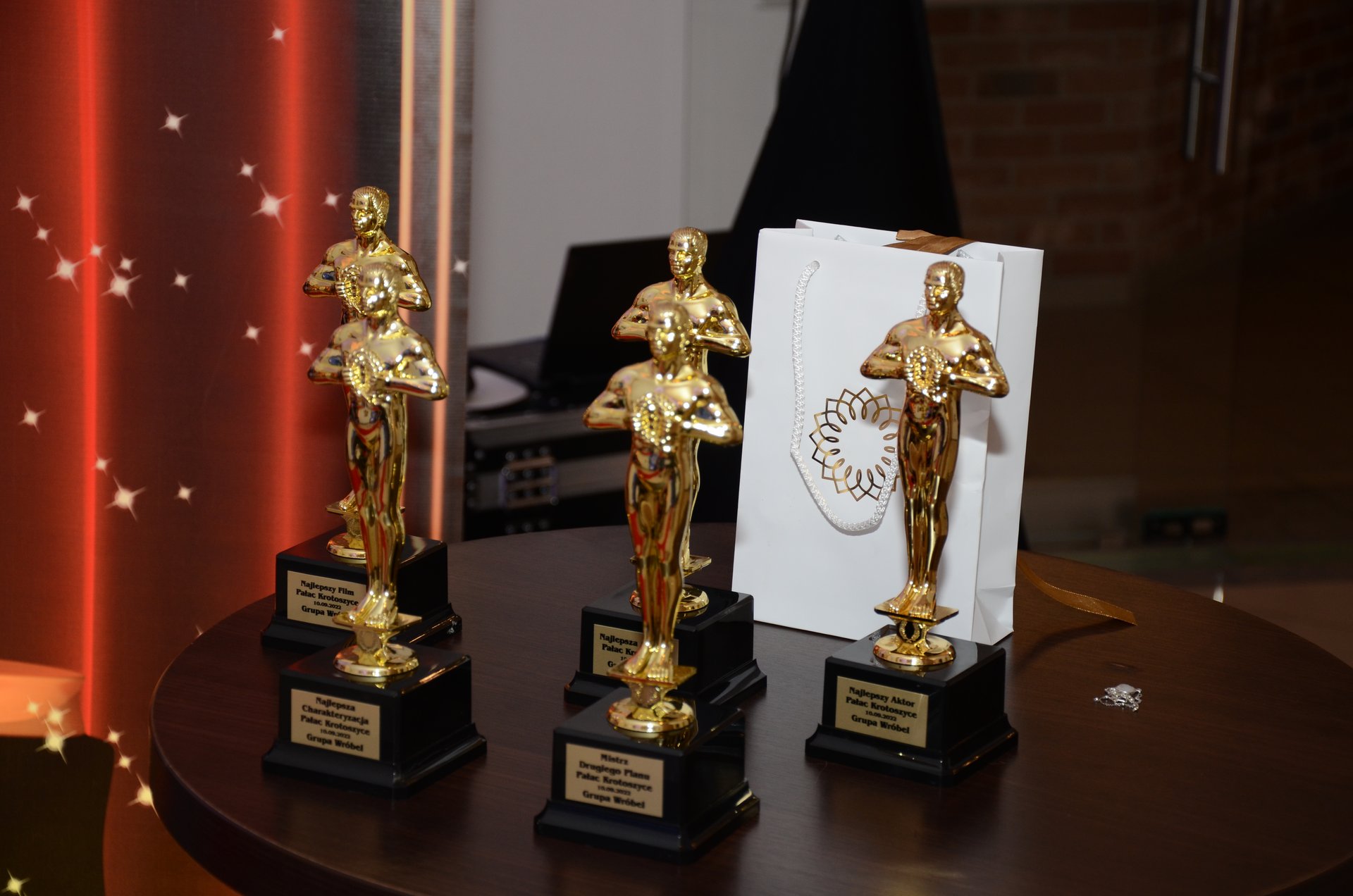 Złote statuetki przygotowane na galę kończącą warsztaty filmowe